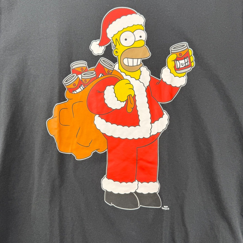 The Simpsons Homer Santa Claus Duff Beer Christmas T-Shirt Black Unisex Medium - Picture 13 of 14